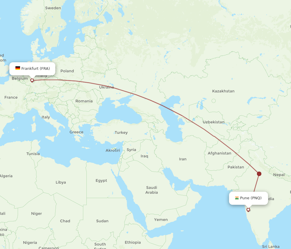 PNQ-FRA flight routes