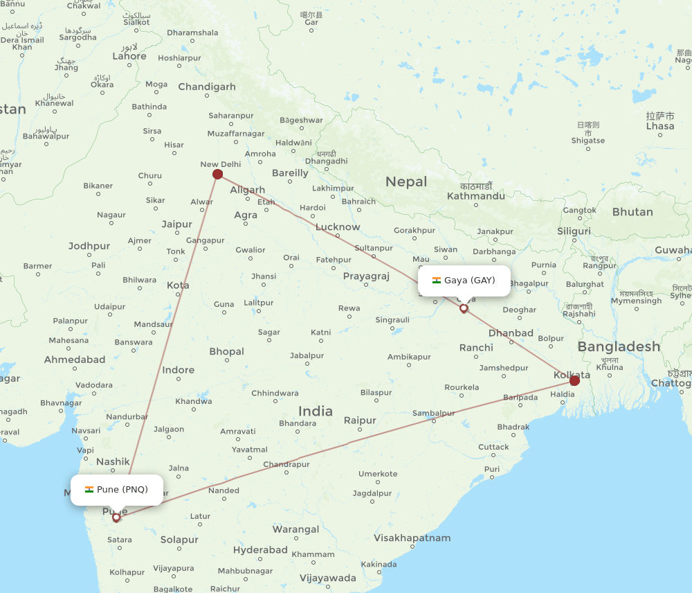 PNQ-GAY flight routes