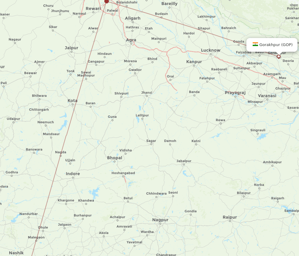 PNQ-GOP flight routes