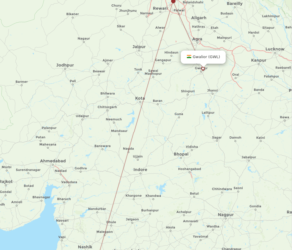 PNQ-GWL flight routes