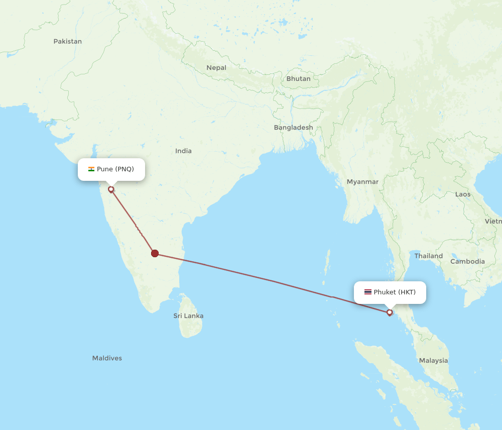 PNQ-HKT flight routes