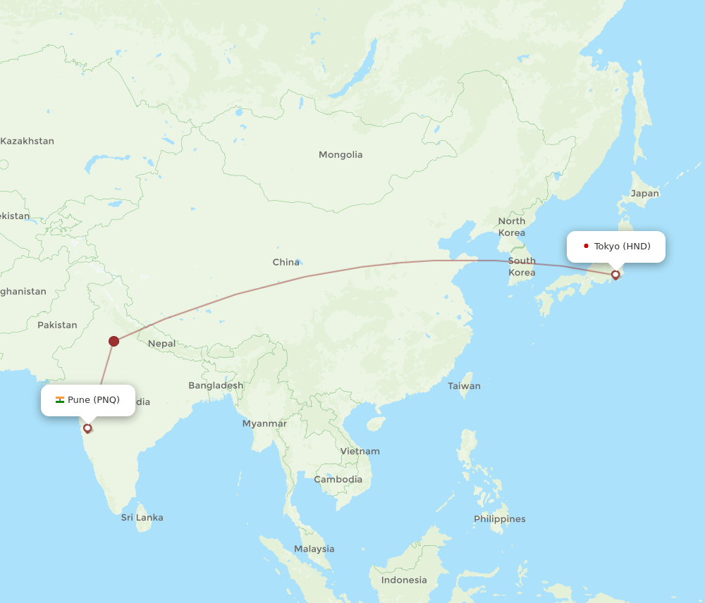 PNQ-HND flight routes