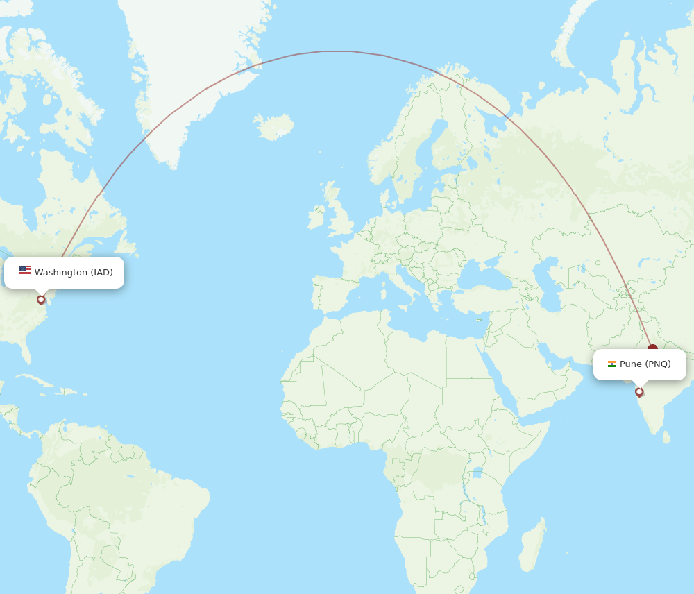 PNQ-IAD flight routes