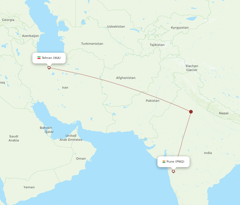 PNQ-IKA flight routes