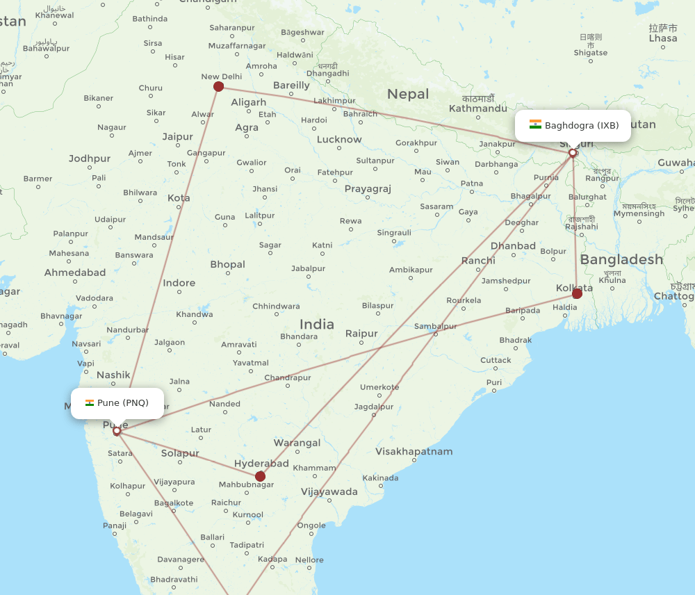 PNQ-IXB flight routes