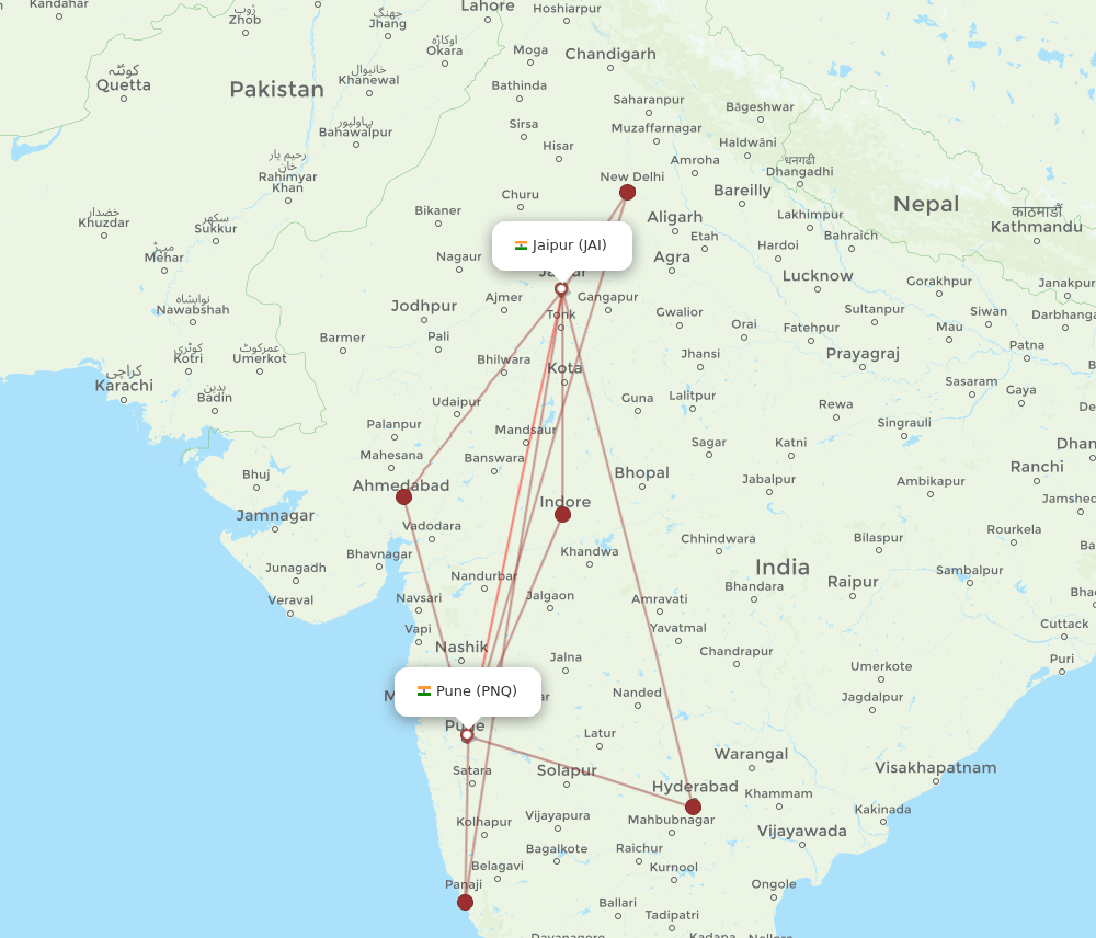 PNQ-JAI flight routes