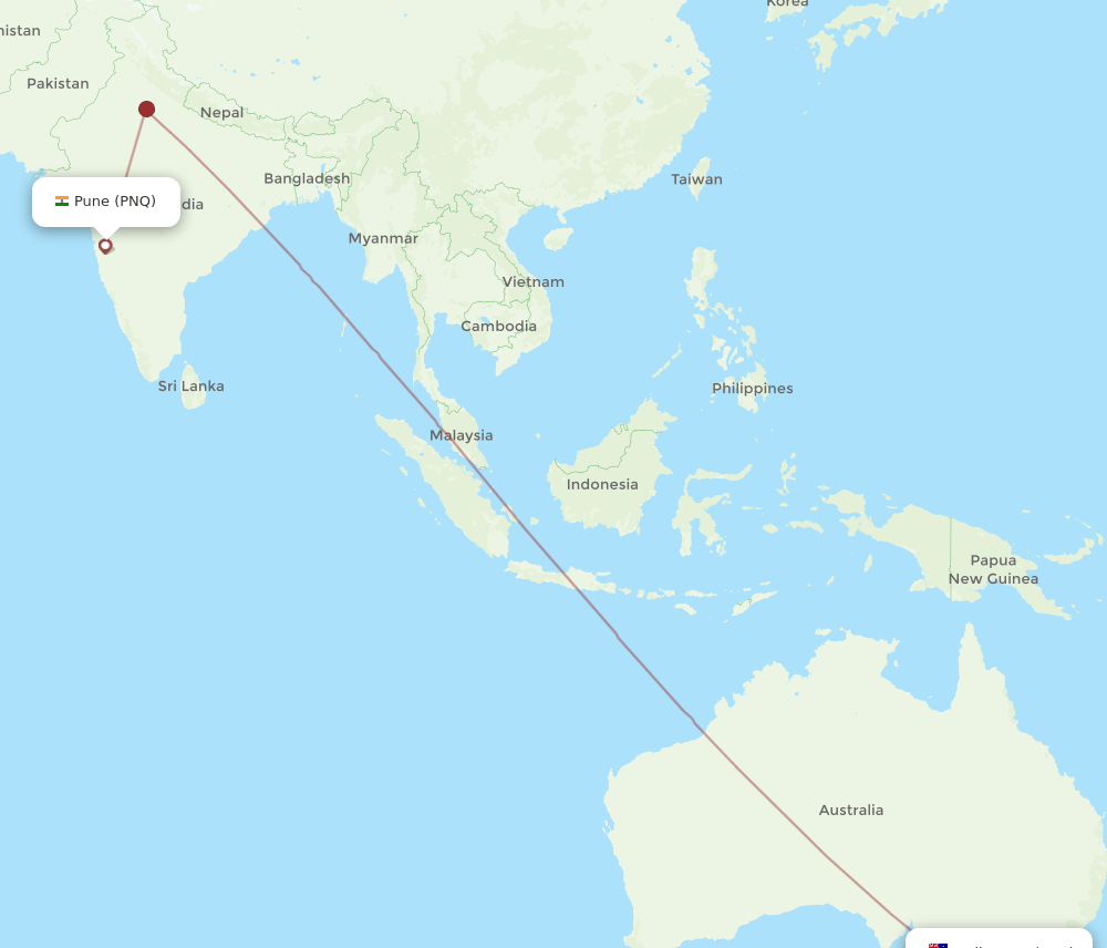 PNQ to MEL flights and routes map