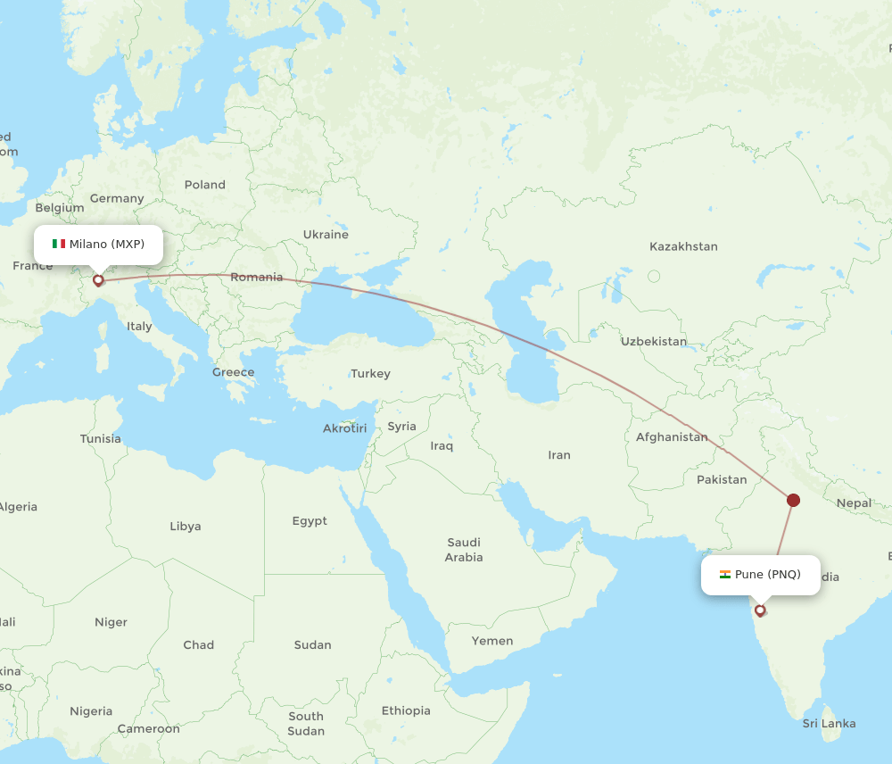 PNQ-MXP flight routes