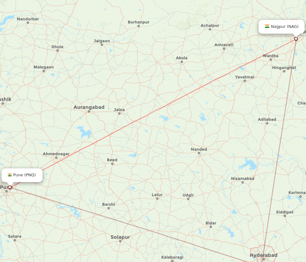 PNQ-NAG flight routes