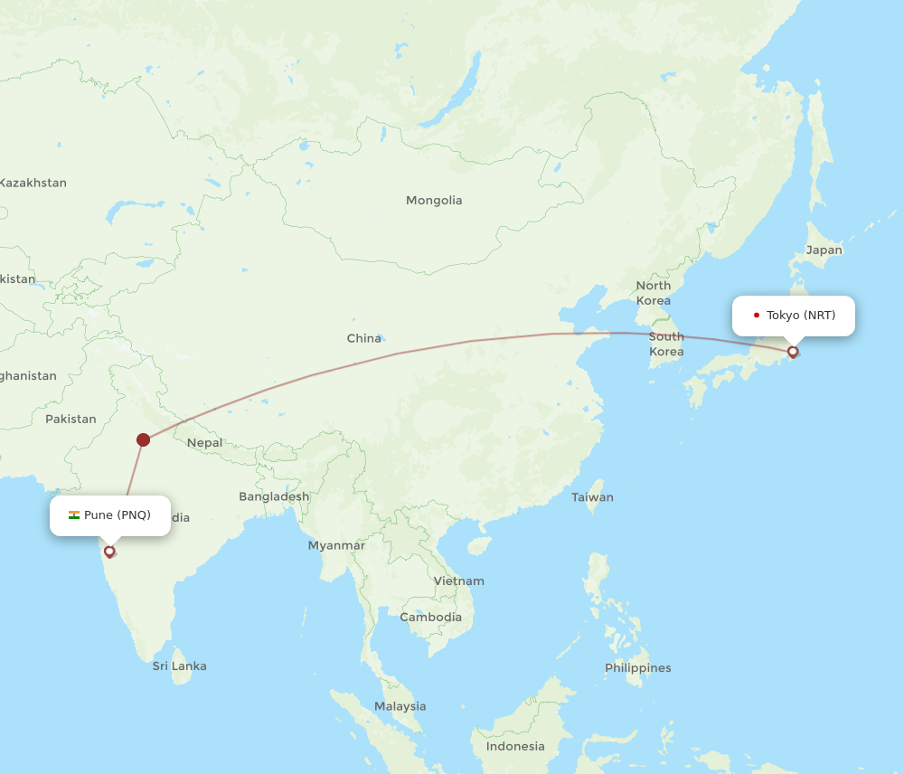 PNQ-NRT flight routes