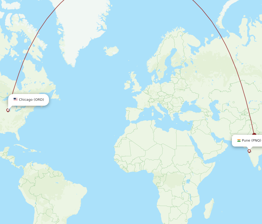 PNQ-ORD flight routes