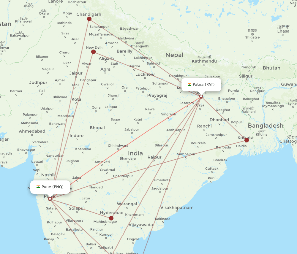 PNQ-PAT flight routes
