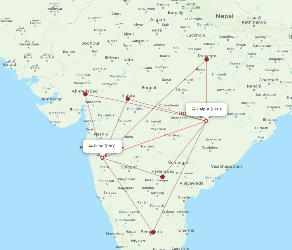 PNQ-RPR flight routes