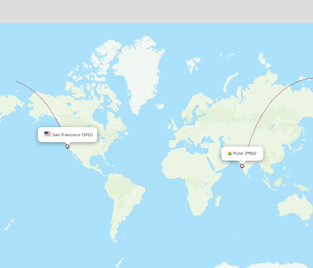 PNQ to SFO flights and routes map