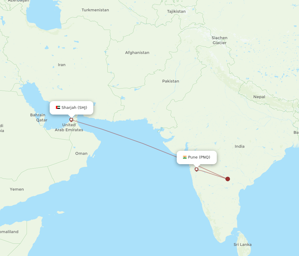 PNQ-SHJ flight routes