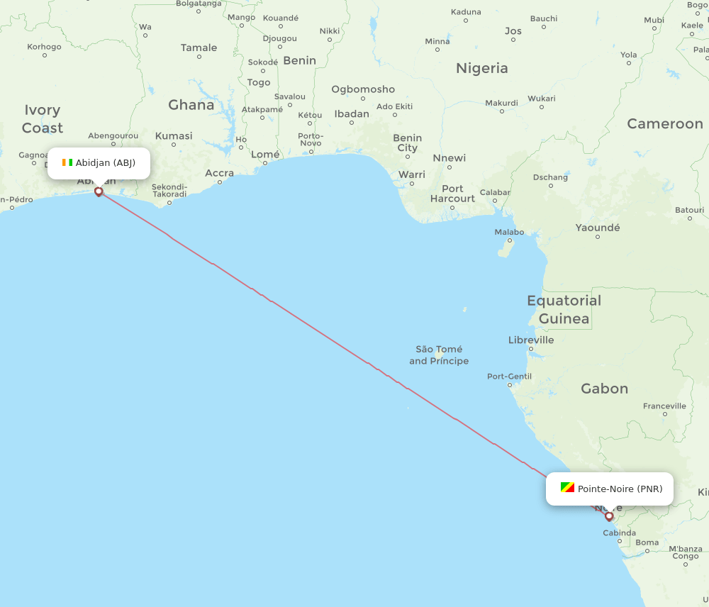 PNR to ABJ flights and routes map