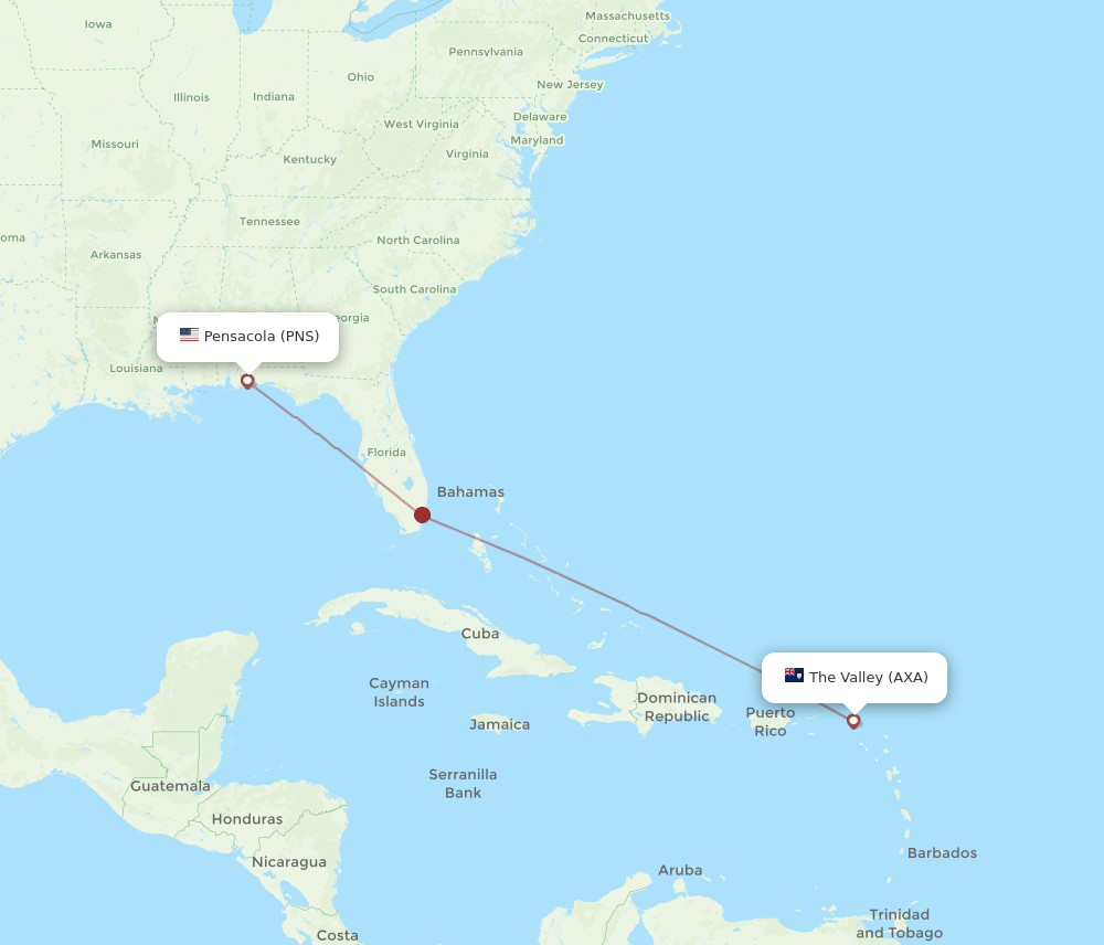 PNS-AXA flight routes