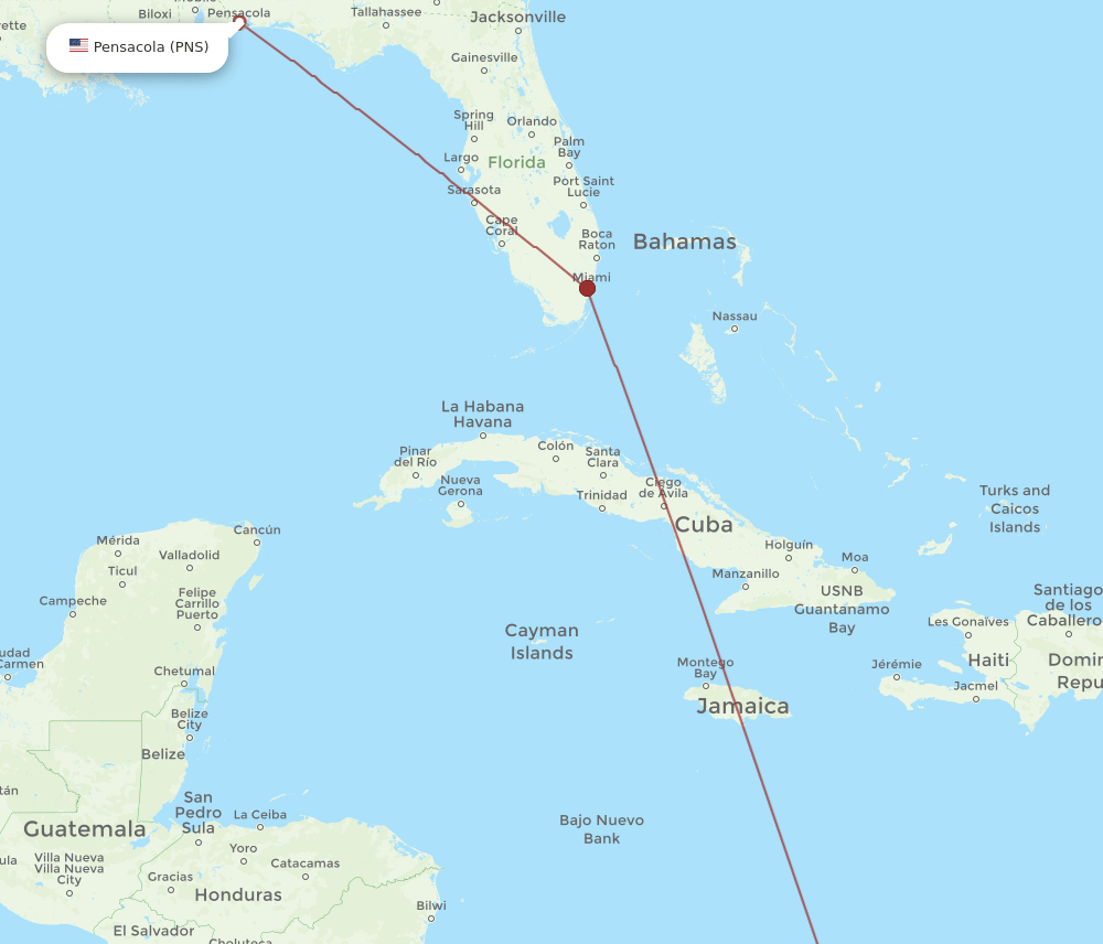 PNS-BAQ flight routes
