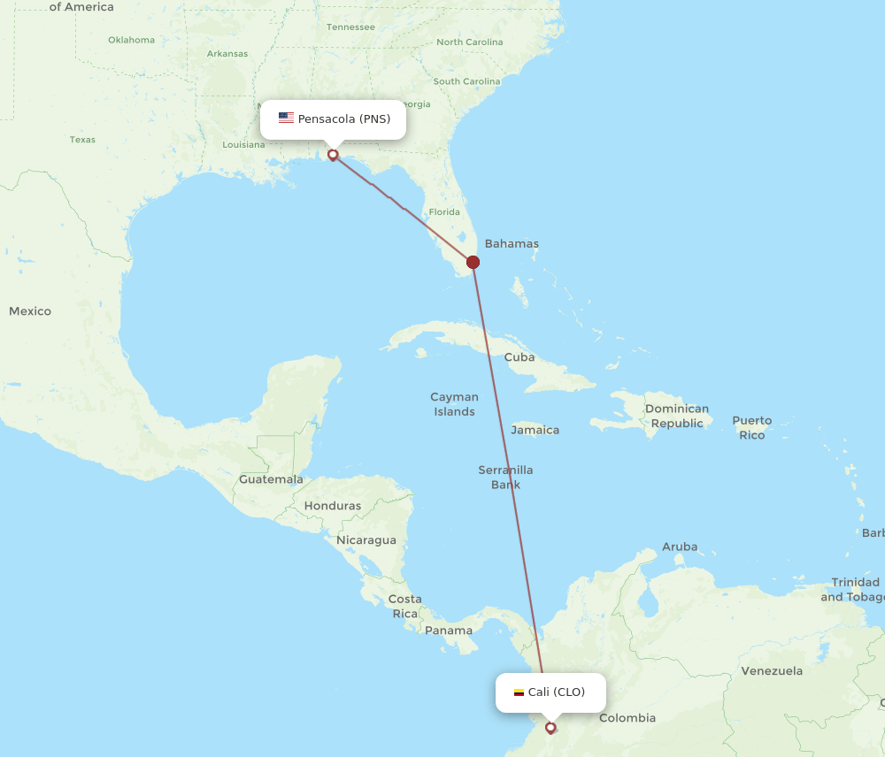 PNS-CLO flight routes