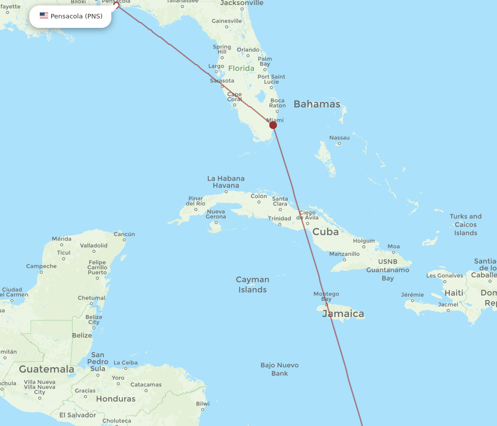 PNS-CTG flight routes