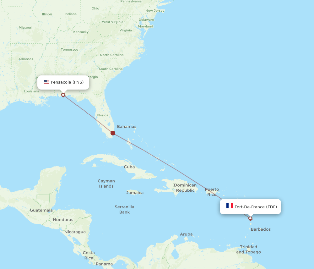 PNS to FDF flights and routes map