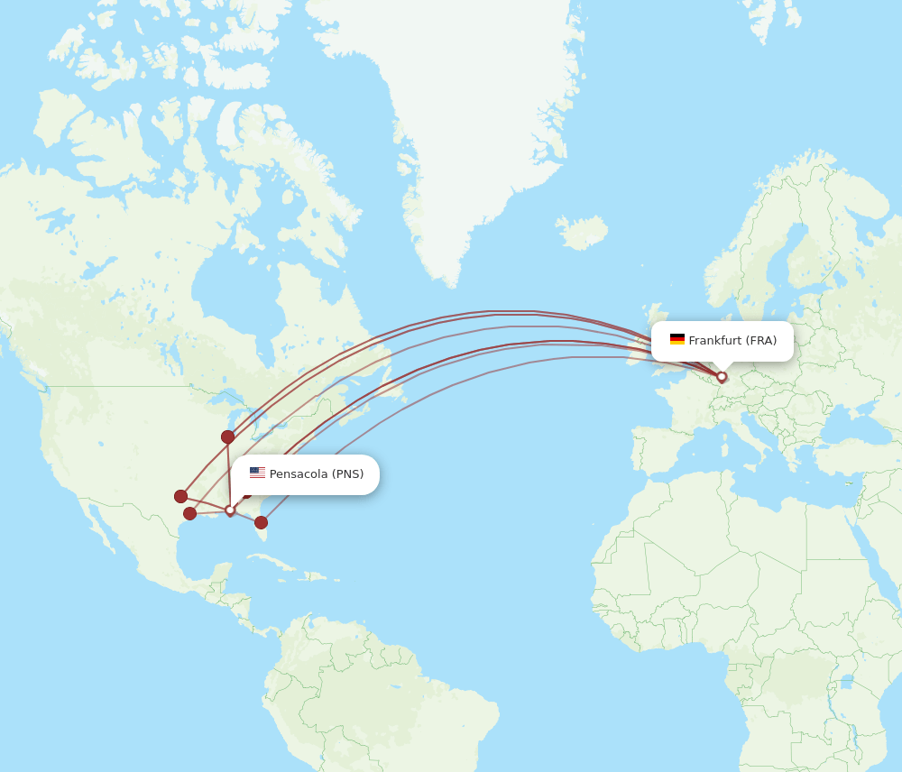 PNS-FRA flight routes