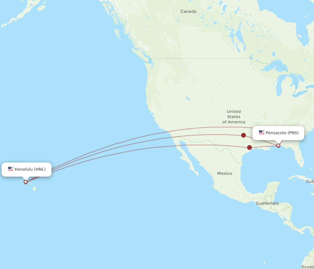 PNS-HNL flight routes
