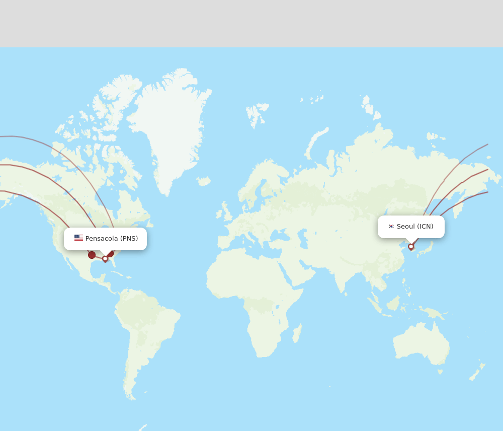 PNS to ICN flights and routes map