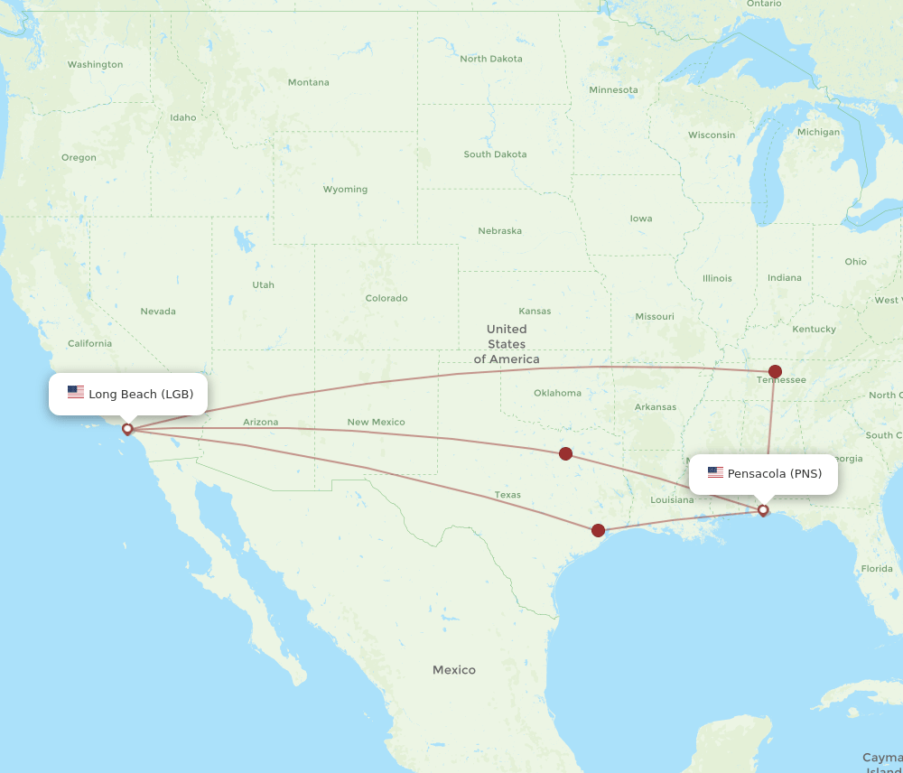 PNS-LGB flight routes