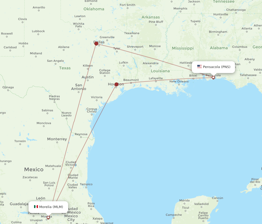 PNS-MLM flight routes