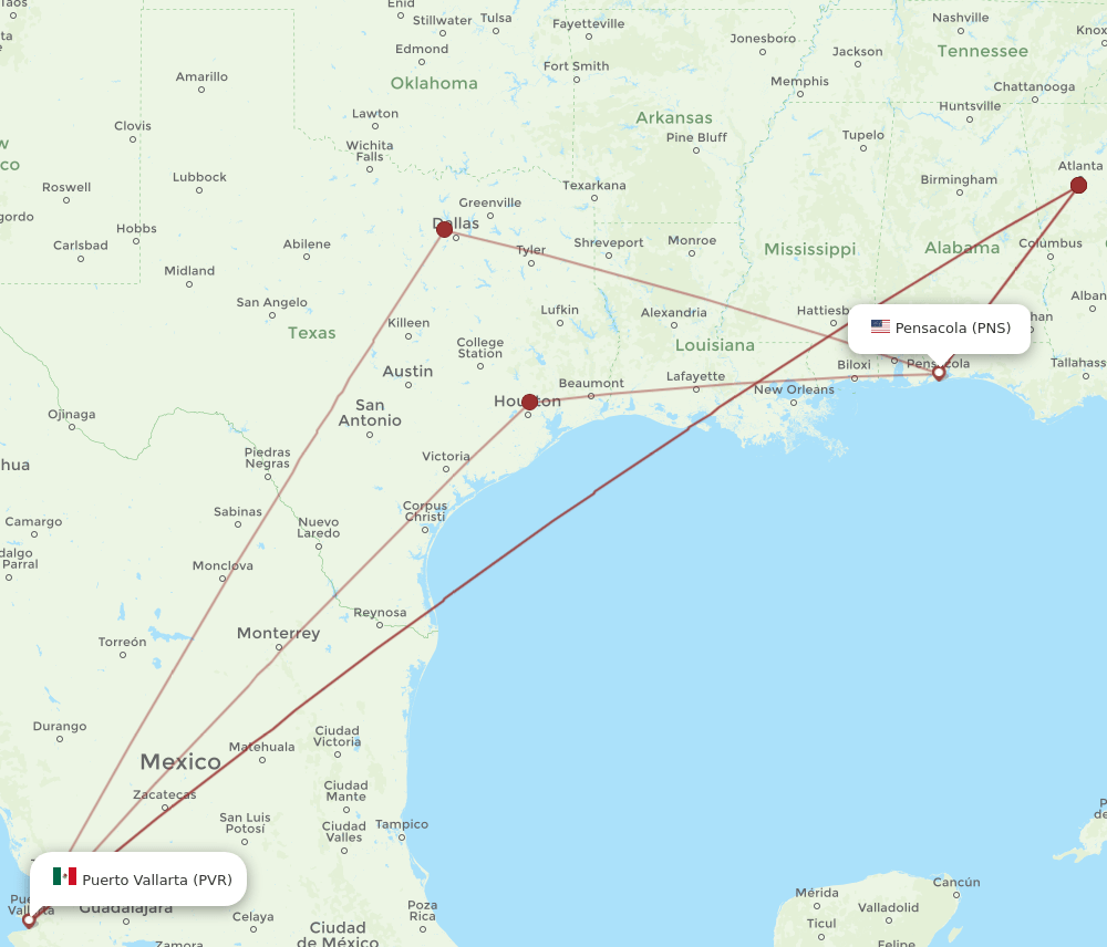 PNS-PVR flight routes