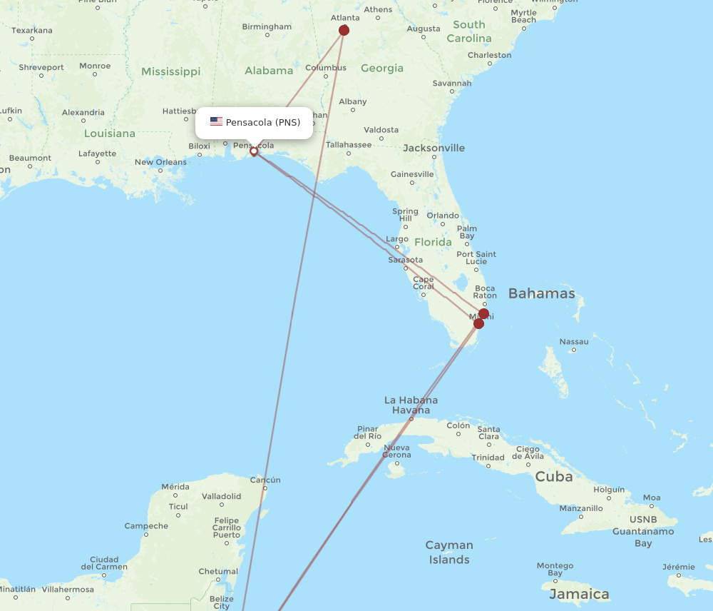 PNS-SAP flight routes