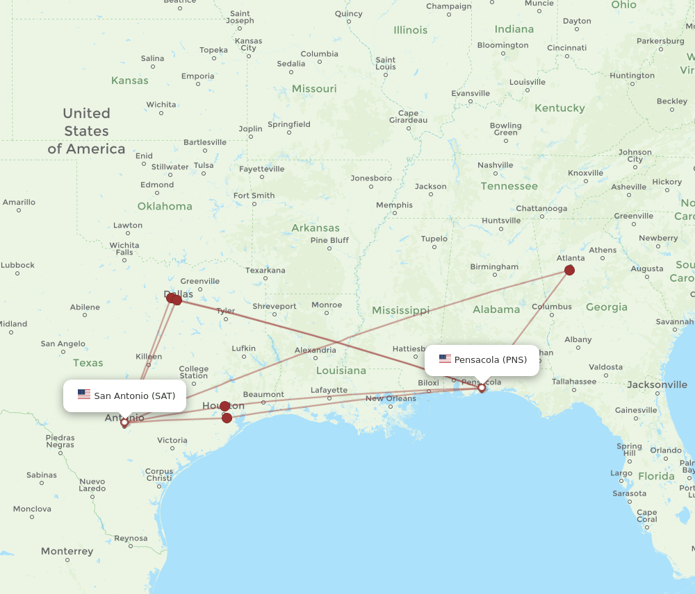 PNS-SAT flight routes