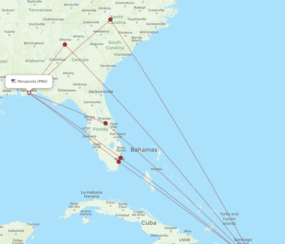 PNS-SDQ flight routes