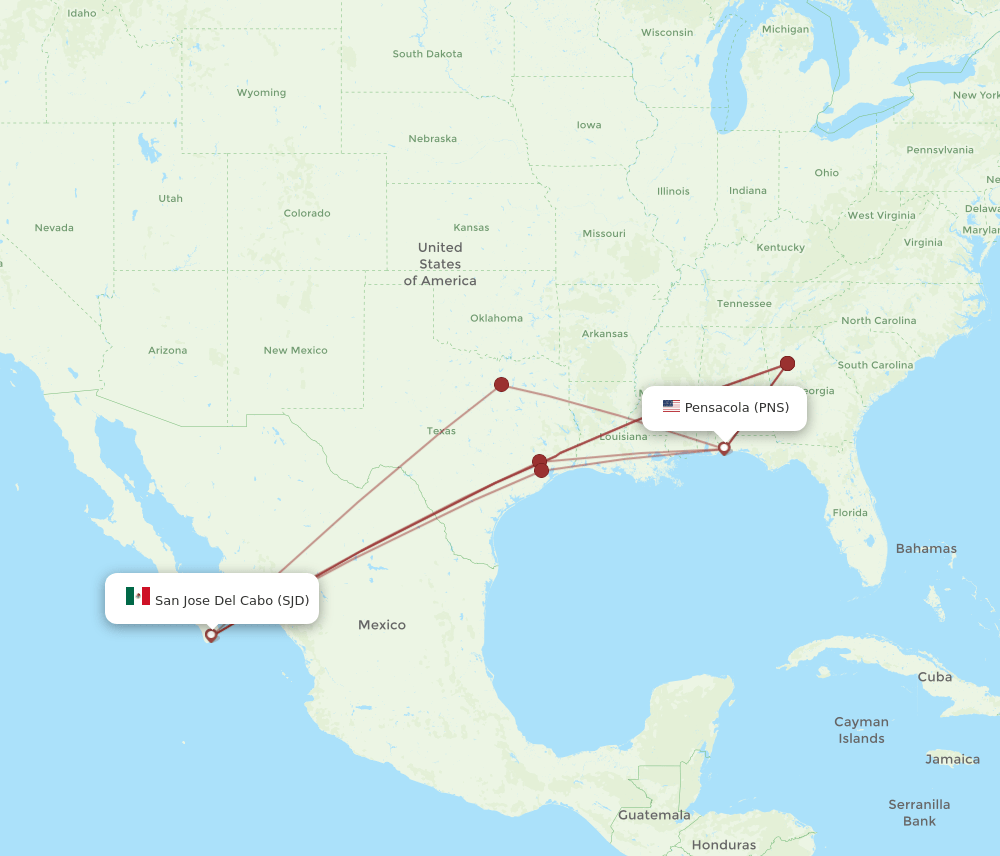 PNS-SJD flight routes