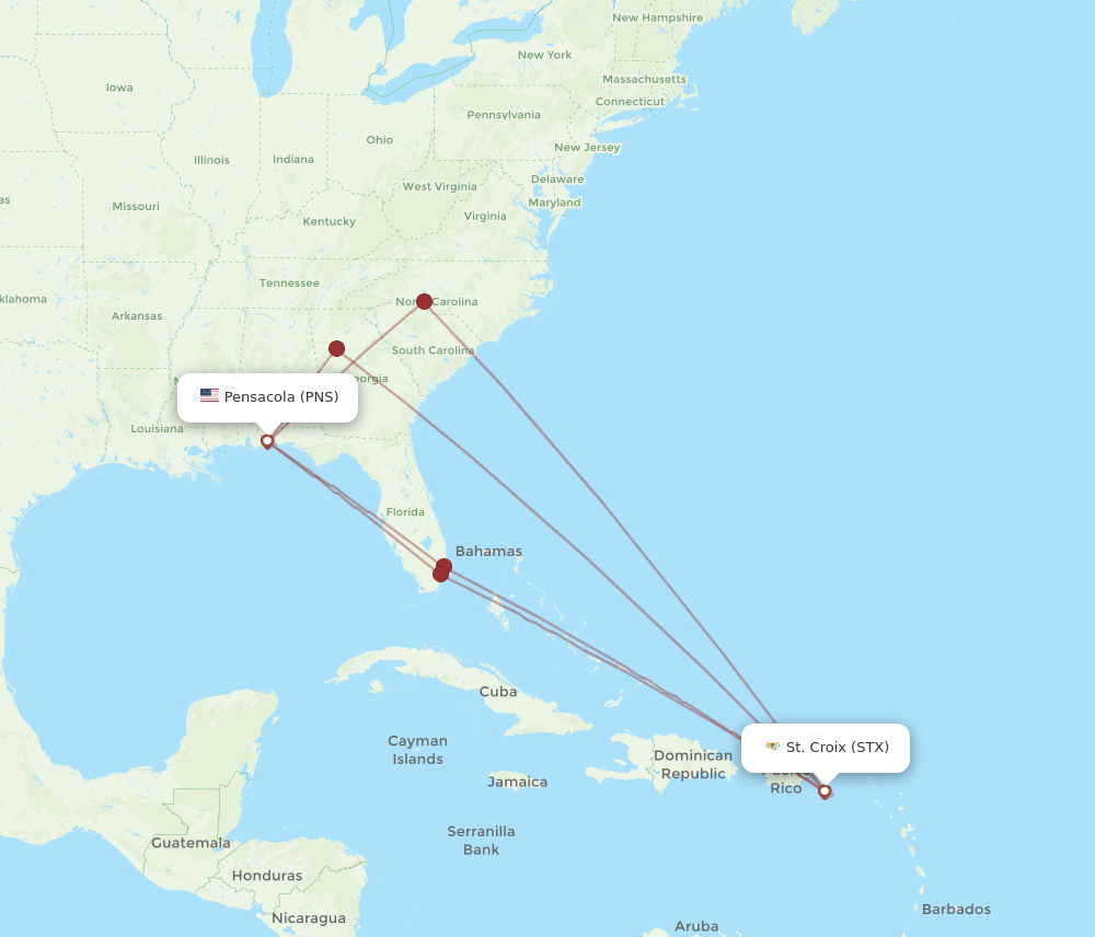 PNS to STX flights and routes map