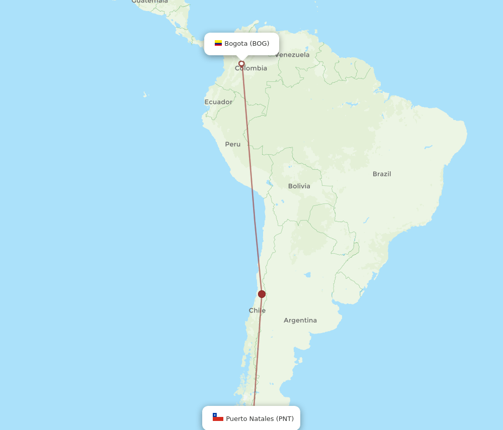 PNT-BOG flight routes