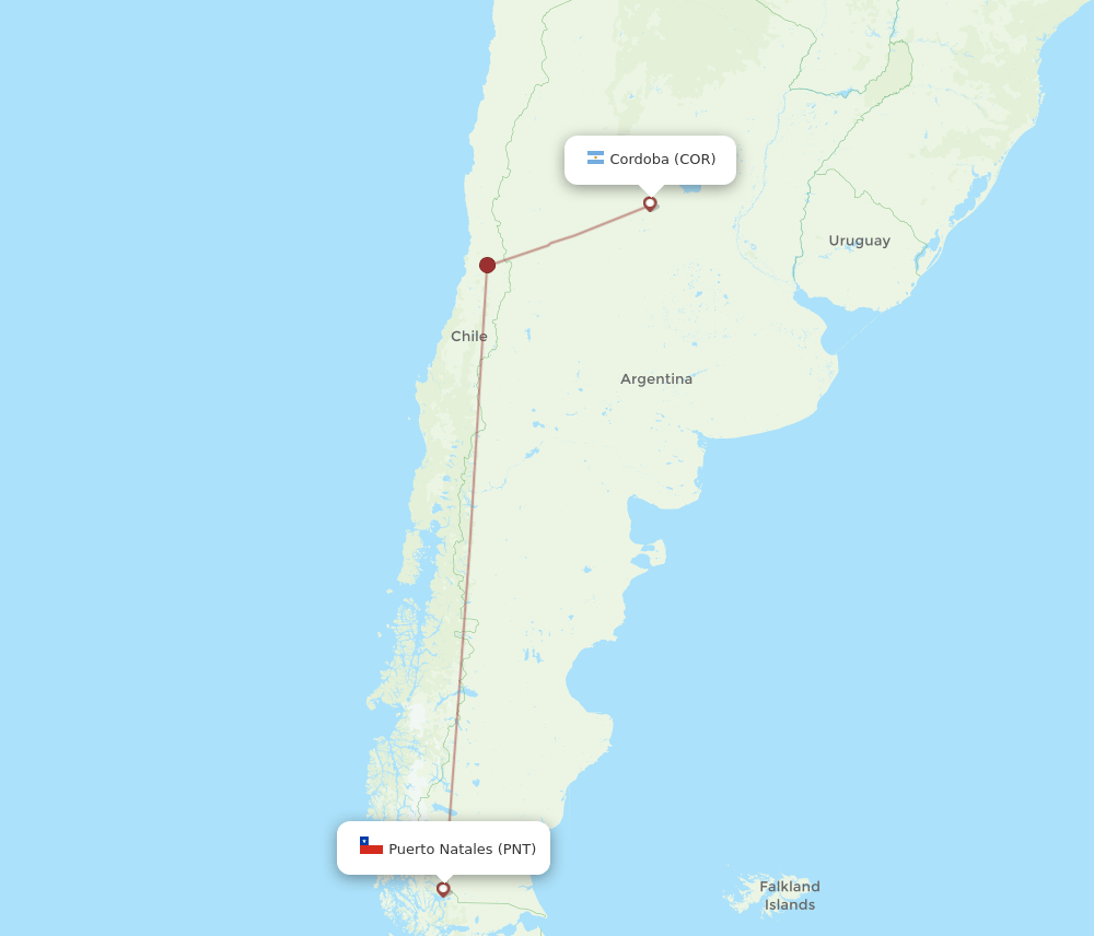 PNT-COR flight routes