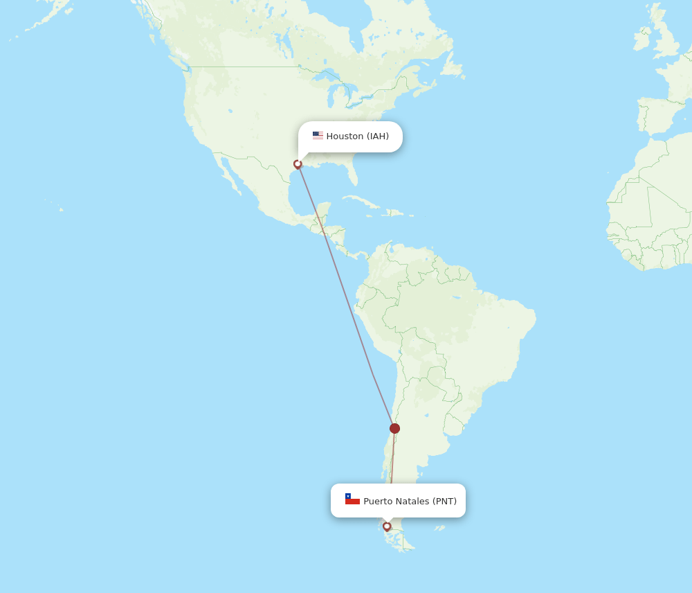 PNT to IAH flights and routes map