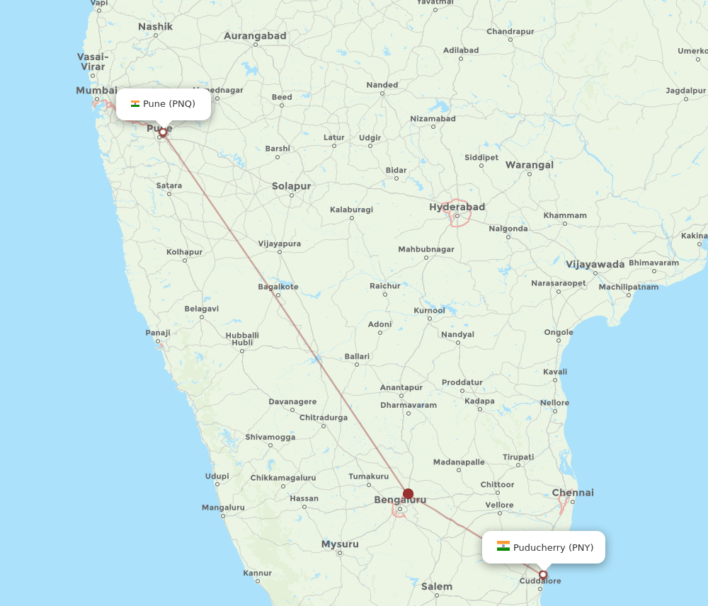 PNY to PNQ flights and routes map