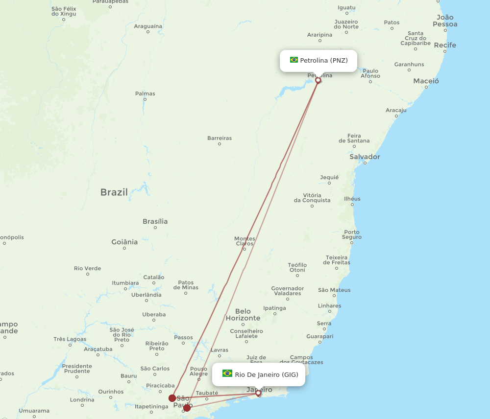 PNZ to GIG flights and routes map