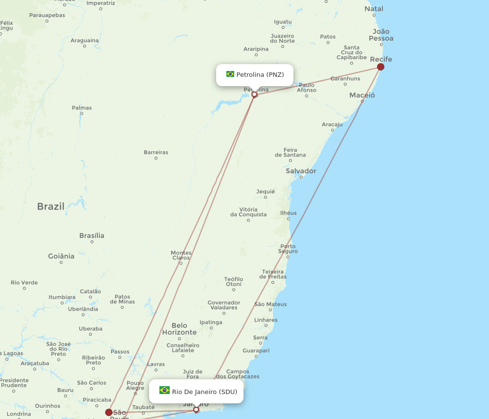 PNZ to SDU flights and routes map