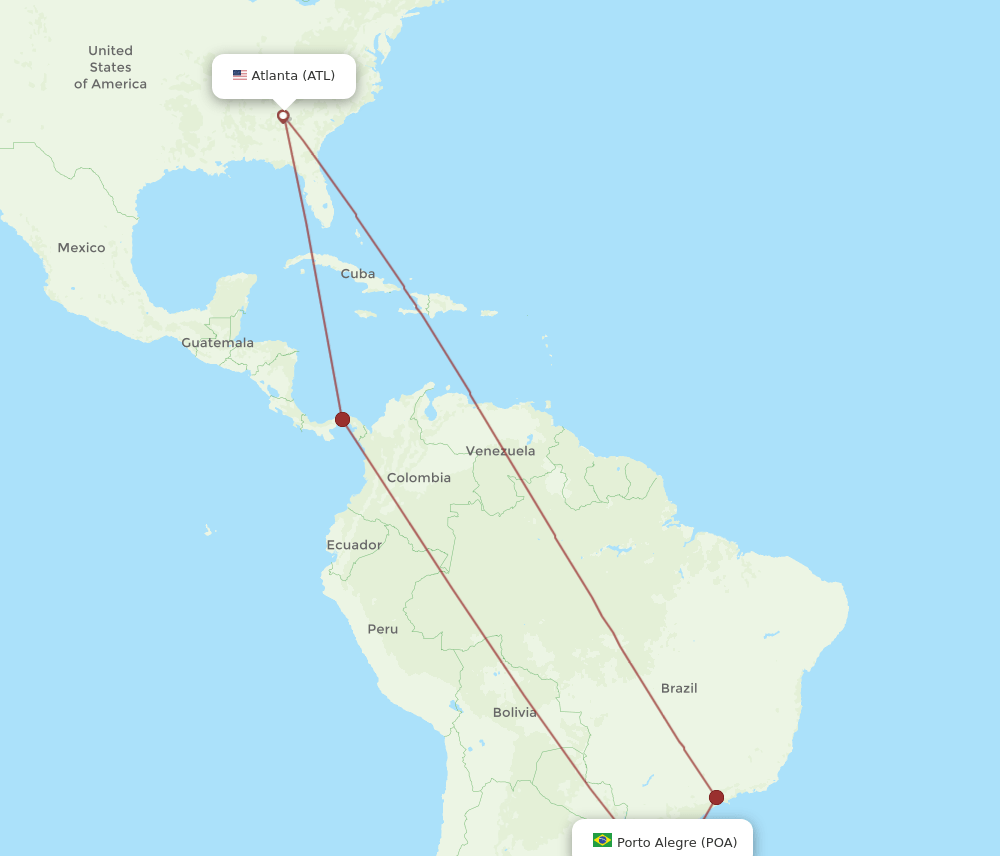 POA-ATL flight routes