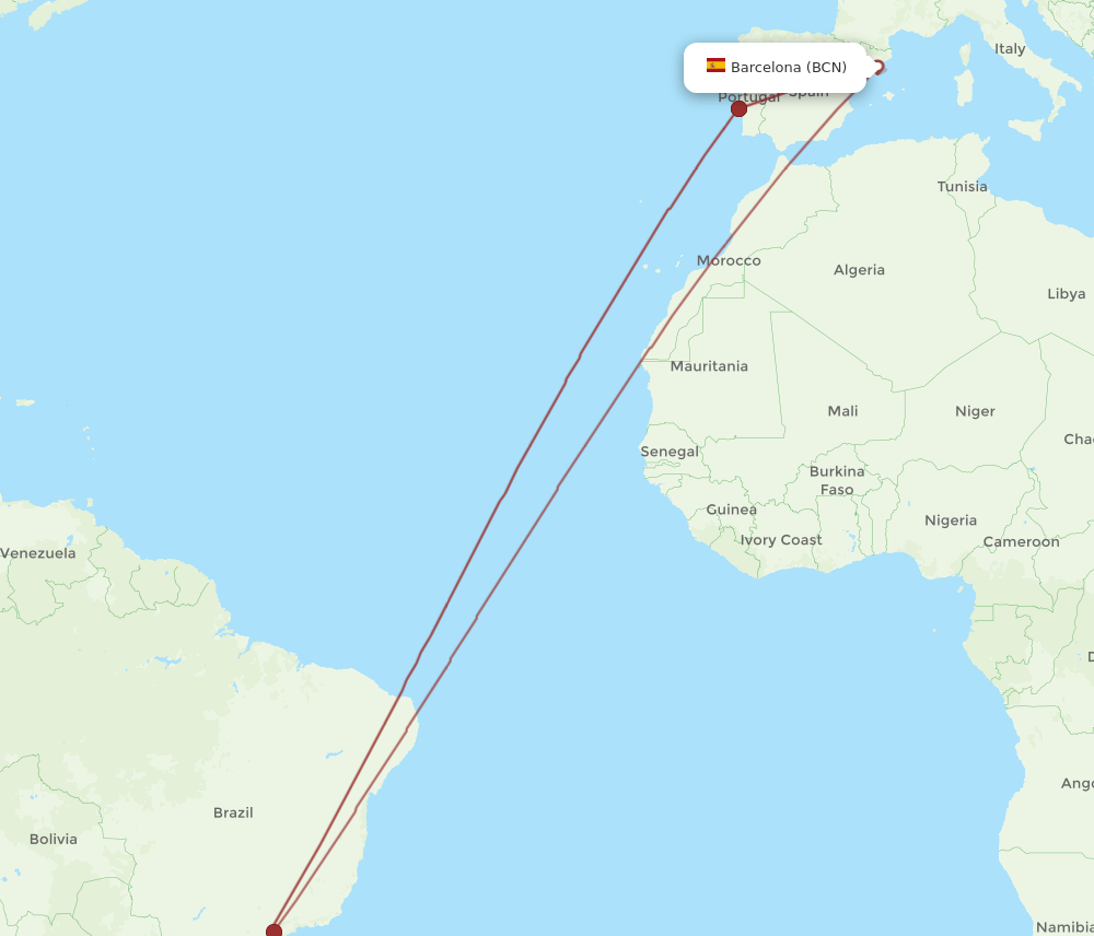 POA-BCN flight routes