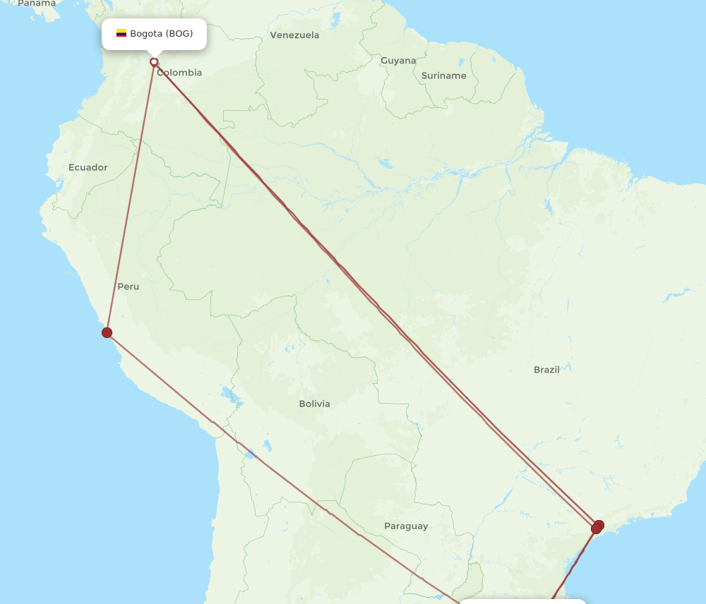 POA-BOG flight routes
