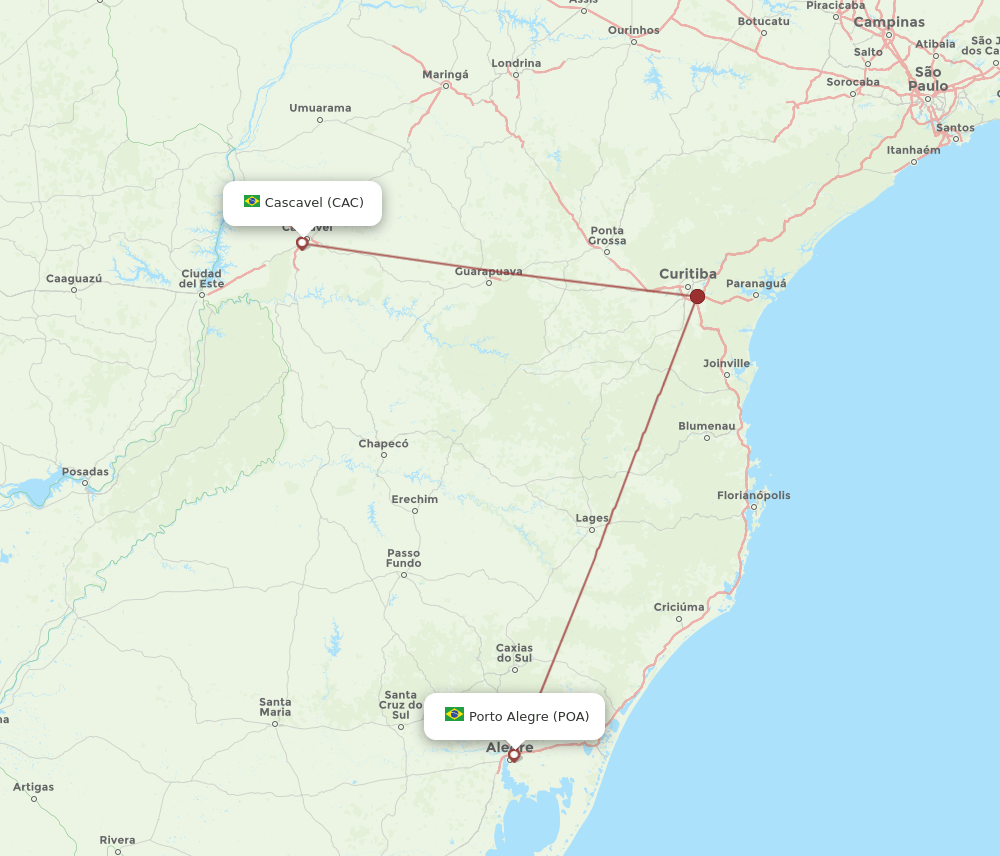 POA-CAC flight routes