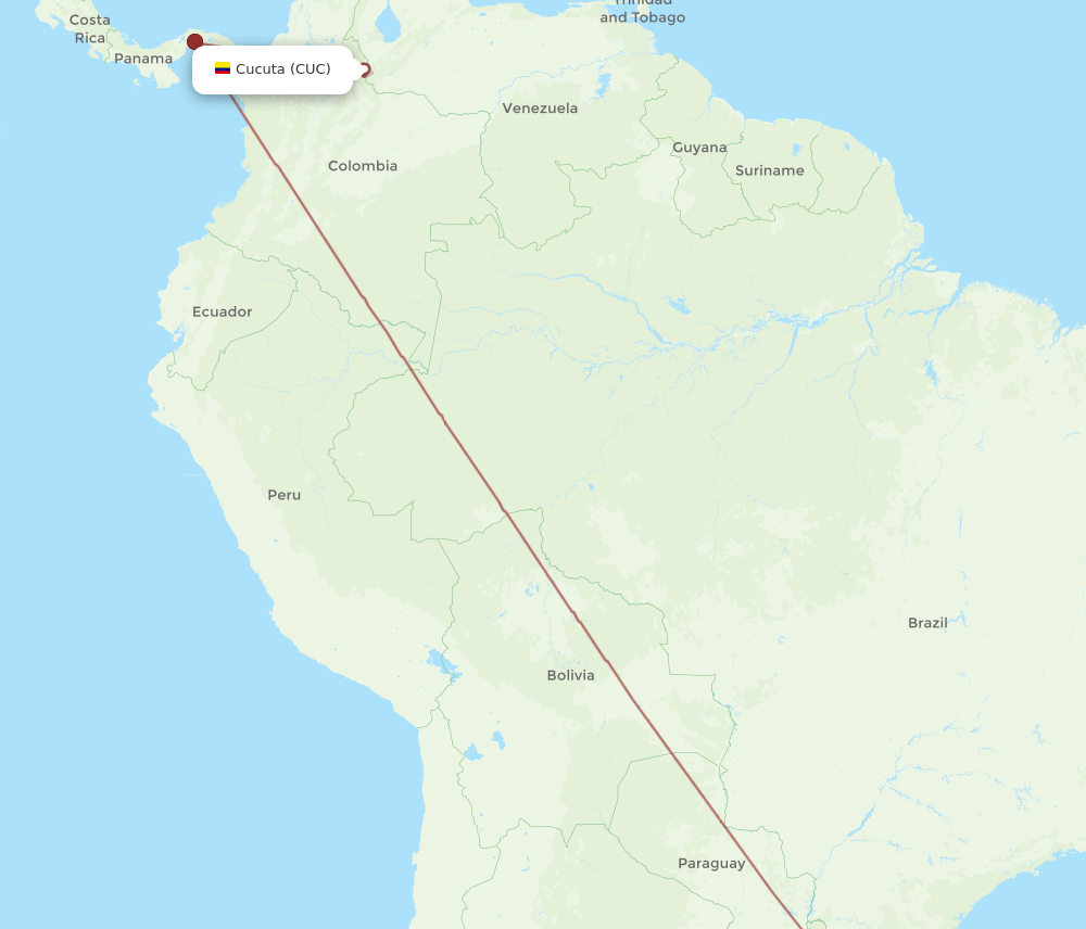 Cucuta - Porto Alegre route map and flight paths