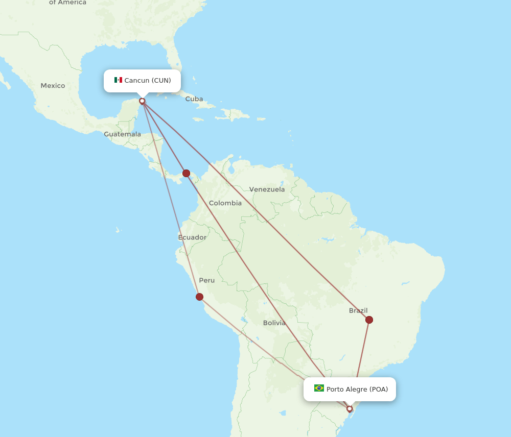 POA-CUN flight routes