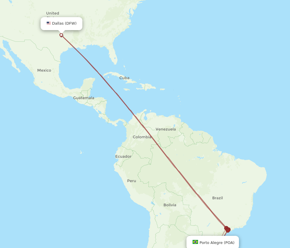 POA-DFW flight routes