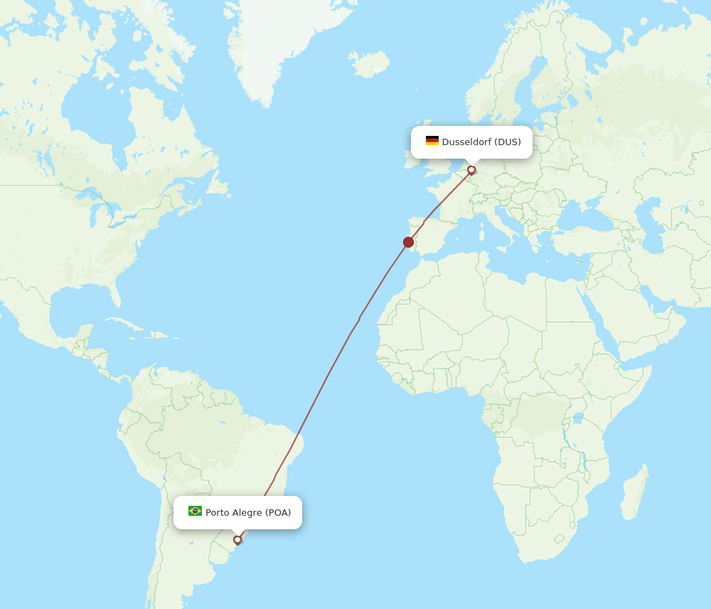 POA-DUS flight routes